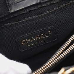 Chanel Black Quilted Glazed Leather Small Chain Me Tote Bag