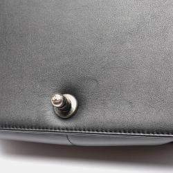 Pre Owned Chanel Black/White Leather Fabric Boy Chanel Chain Shoulder Bag 