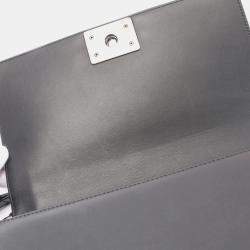 Pre Owned Chanel Black/White Leather Fabric Boy Chanel Chain Shoulder Bag 