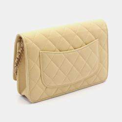 Chanel Yellow Leather Wallet On Chain Shoulder Bag 
