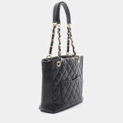 Chanel Black Leather Matelasse Pst Tote Chain Shoulder Bag