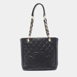 Chanel Black Leather Matelasse Pst Tote Chain Shoulder Bag