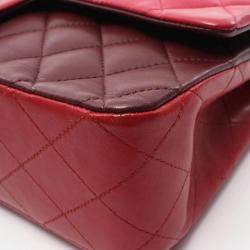 Pre Owned Chanel Bordeaux Lambskin Classic Flap Chain Shoulder Bag 
