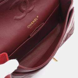 Pre Owned Chanel Bordeaux Lambskin Classic Flap Chain Shoulder Bag 