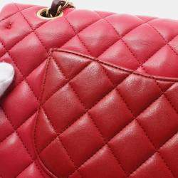 Pre Owned Chanel Bordeaux Lambskin Classic Flap Chain Shoulder Bag 