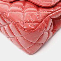 Pre Owned Chanel Red Patent Leather Hobo Chain Shoulder Bag