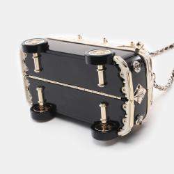 Chanel Leather Metal Plastic Mini Van Chain Shoulder Crossbody Bag