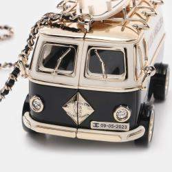 Chanel Leather Metal Plastic Mini Van Chain Shoulder Crossbody Bag