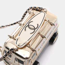 Chanel Leather Metal Plastic Mini Van Chain Shoulder Crossbody Bag