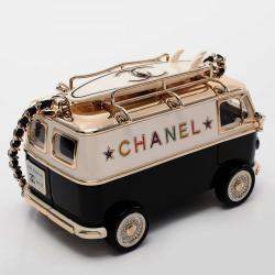 Chanel Leather Metal Plastic Mini Van Chain Shoulder Crossbody Bag
