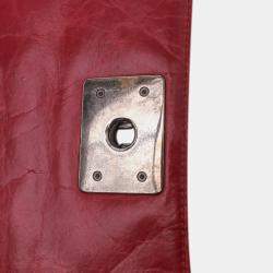 Pre Owned Chanel Red Calfskin  Quilted Glazed Soft Boy Flap Bag