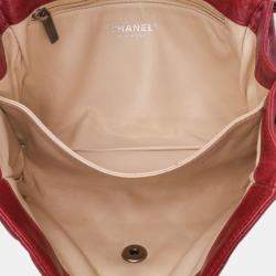 Pre Owned Chanel Red Calfskin  Quilted Glazed Soft Boy Flap Bag
