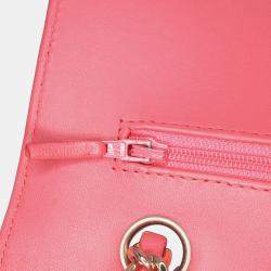 Pre Owned Chanel Red Lambskin Classic Chevron Medium Double Flap
