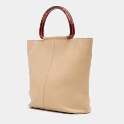 Chanel Beige Brown Grained Calfskin Tortoise Tote