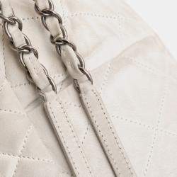 Pre Owned Chanel White Iridescent Calfskin Chic Quilt Large Flap Bag