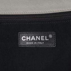Pre Owned Chanel White Iridescent Calfskin Chic Quilt Large Flap Bag