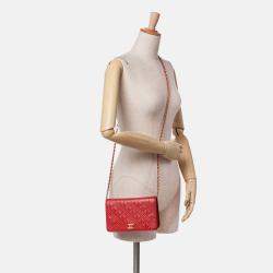 Chanel Red Caviar CC Mixed Quilt Wallet On Chain