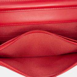 Chanel Red Caviar CC Mixed Quilt Wallet On Chain