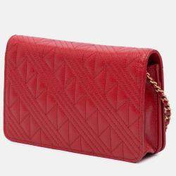 Chanel Red Caviar CC Mixed Quilt Wallet On Chain