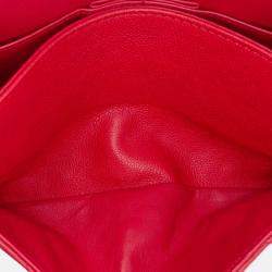 Pre Owned Chanel Red Classic Caviar Double Medium Flap Bag