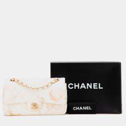 Chanel Brown Classic Printed Denim Floral Double Medium Flap Bag