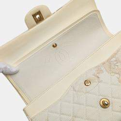 Chanel Brown Classic Printed Denim Floral Double Medium Flap Bag