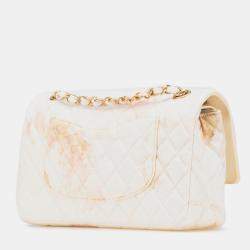 Chanel Brown Classic Printed Denim Floral Double Medium Flap Bag