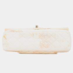 Chanel Brown Classic Printed Denim Floral Double Medium Flap Bag