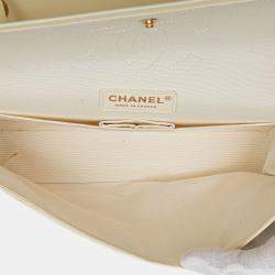 Chanel Brown Classic Printed Denim Floral Double Medium Flap Bag
