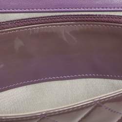 Chanel Purple Quilted Patent Leather CC Wallet On Chain
