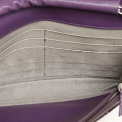 Chanel Purple Quilted Patent Leather CC Wallet On Chain