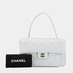 Chanel Blue Quilted Lambskin Wild Stitch Top Handle Bag