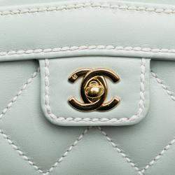 Chanel Blue Quilted Lambskin Wild Stitch Top Handle Bag