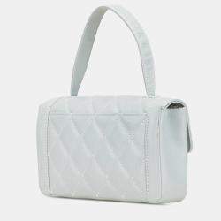Chanel Blue Quilted Lambskin Wild Stitch Top Handle Bag