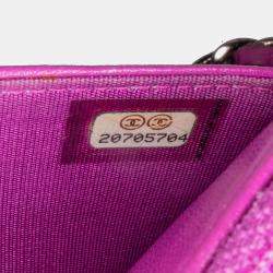 Chanel Purple Lambskin Coco Boy Wallet On Chain
