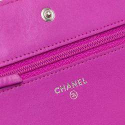 Chanel Purple Lambskin Coco Boy Wallet On Chain