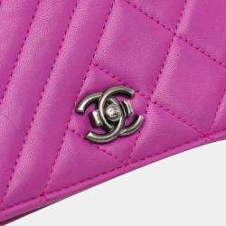 Chanel Purple Lambskin Coco Boy Wallet On Chain