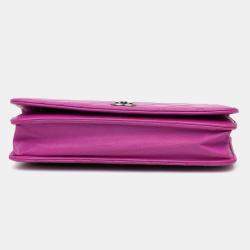 Chanel Purple Lambskin Coco Boy Wallet On Chain