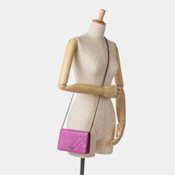 Chanel Purple Lambskin Coco Boy Wallet On Chain
