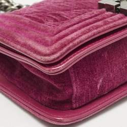 Chanel Fuchsia Quilted Velvet Small Boy Flap Bag