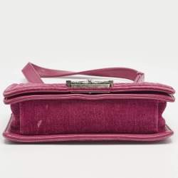 Chanel Fuchsia Quilted Velvet Small Boy Flap Bag