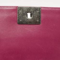 Chanel Fuchsia Quilted Velvet Small Boy Flap Bag
