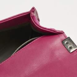 Chanel Fuchsia Quilted Velvet Small Boy Flap Bag