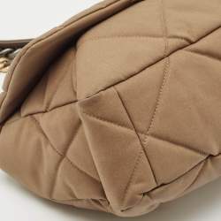 Chanel Brown Quilted Nylon Large 19 Flap Bag