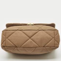 Chanel Brown Quilted Nylon Large 19 Flap Bag