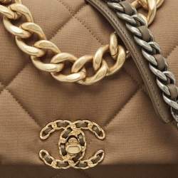Chanel Brown Quilted Nylon Large 19 Flap Bag