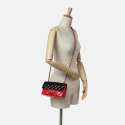 Chanel Black Red Mini Rectangular Classic Bicolor Patent Single Flap Bag
