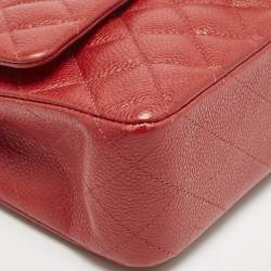 Chanel Red Quilted Caviar Leather Medium Classic Double Flap Bag