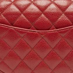 Chanel Red Quilted Caviar Leather Medium Classic Double Flap Bag