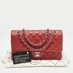Chanel Red Quilted Caviar Leather Medium Classic Double Flap Bag